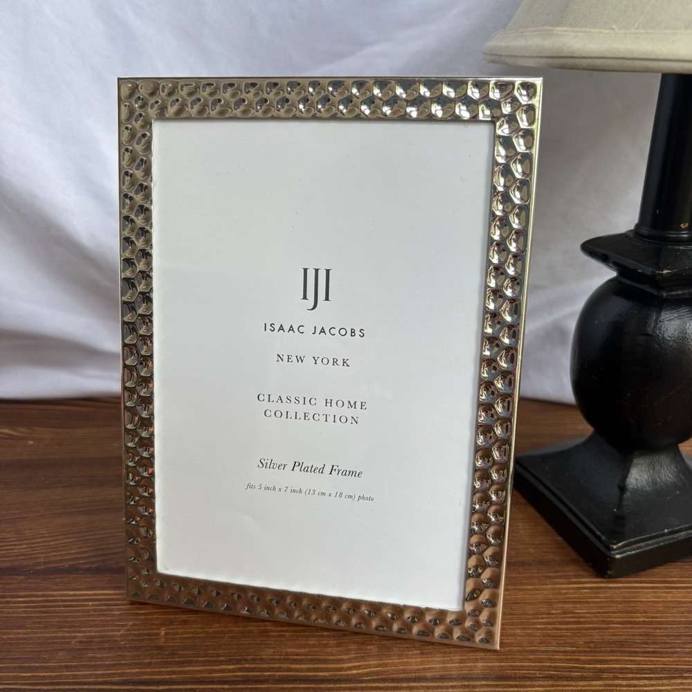 Isaac Jacobs NY Silver Plated 5x7 Picture Frame Hammered Classic Home